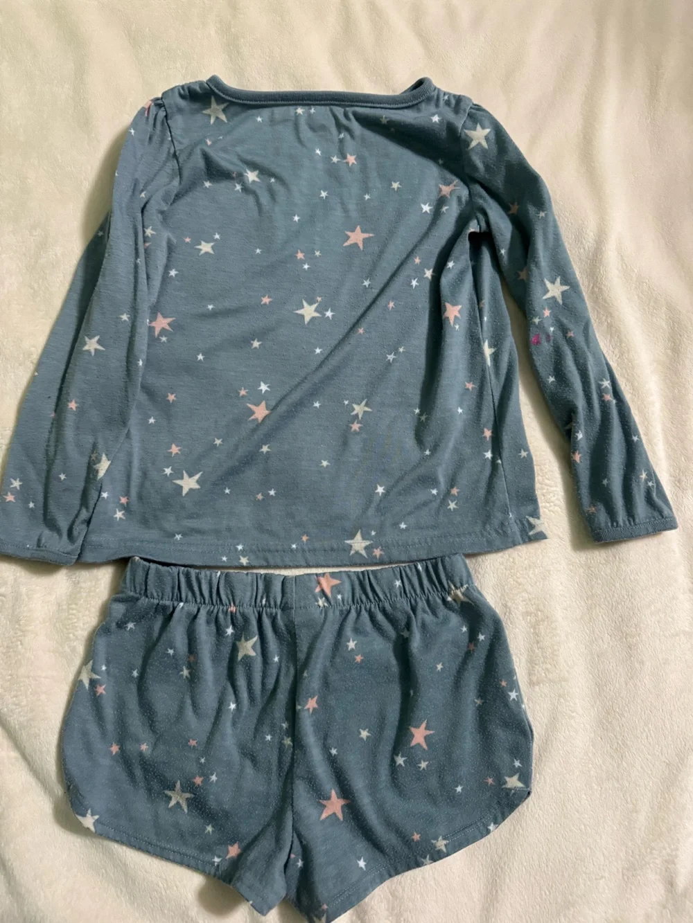 Carter's Blue Star Print Long Sleeve Top and Shorts Pajama Set